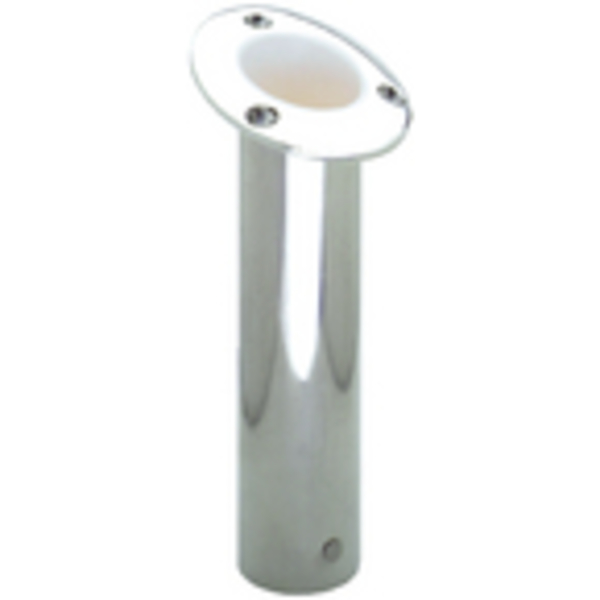 Attwood Marine Rod Holder Flush Mount Stainless Steel 15 Degree White Open End 66363W7